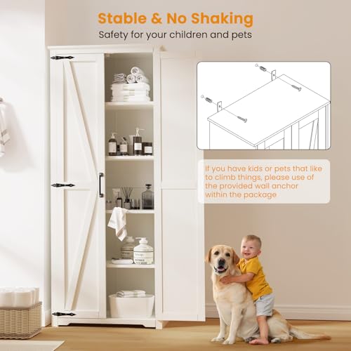 Brown 72" Tall Storage Cabinet with 6 Adjustable Shelves B721649