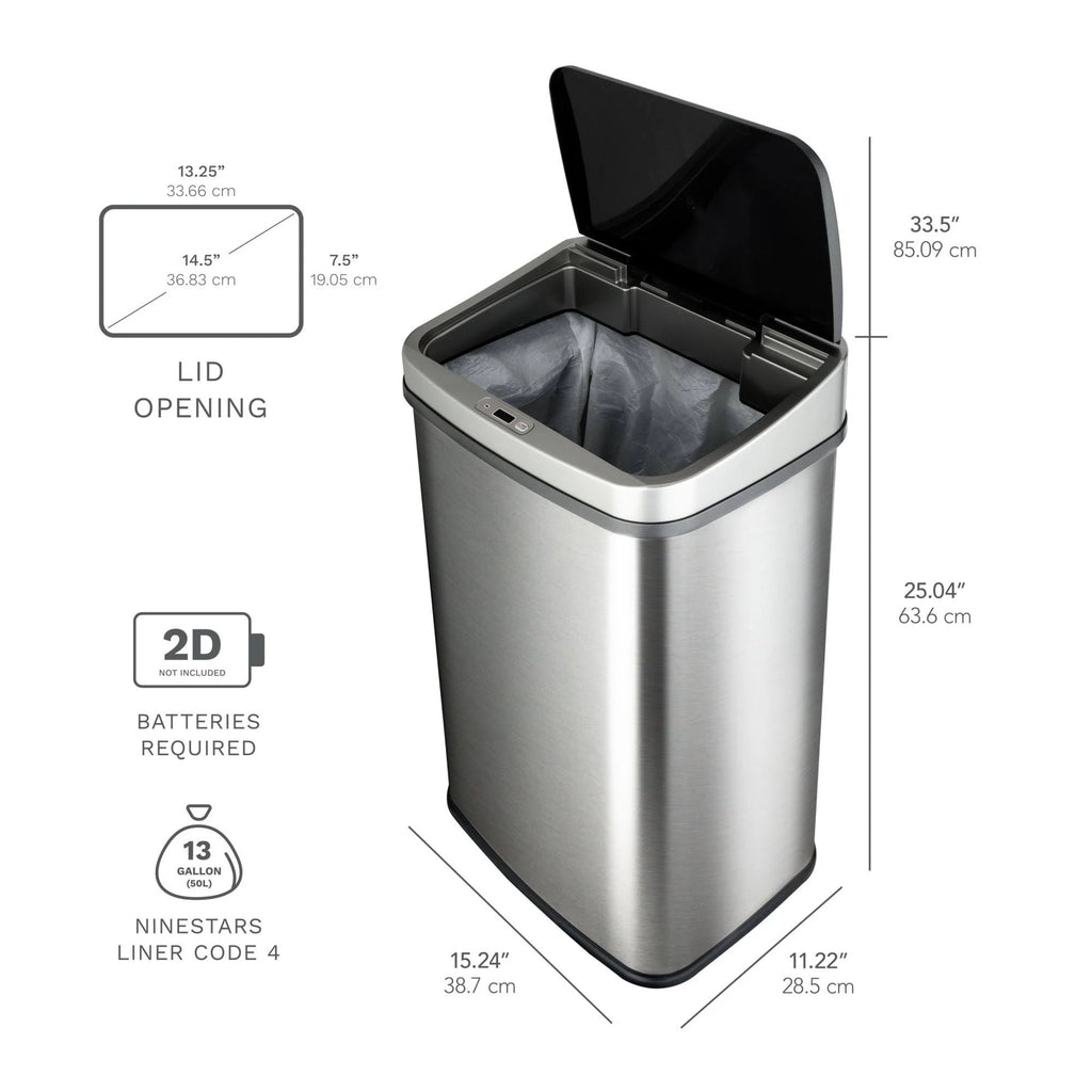 13.2 Gallon Stainless Steel Motion Sensor Trash Can D5529