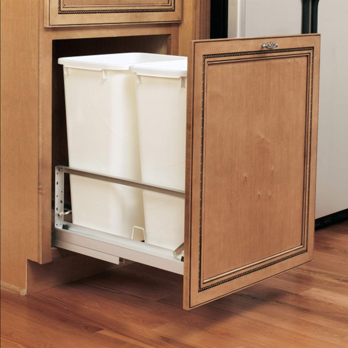 Double 50-Quart Under Mount Pull-Out Waste Container Trash Cans with Soft-Close, White K6794