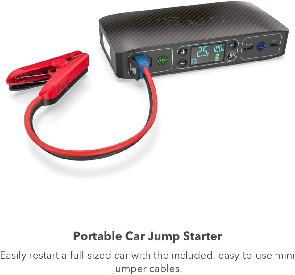 Portable Emergency Power Kit with Tire Pump and Car Jump Starter U2493