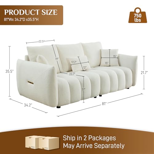 Black Oversized 3 Seater Boucle Sofa with 3 Pillows W5828