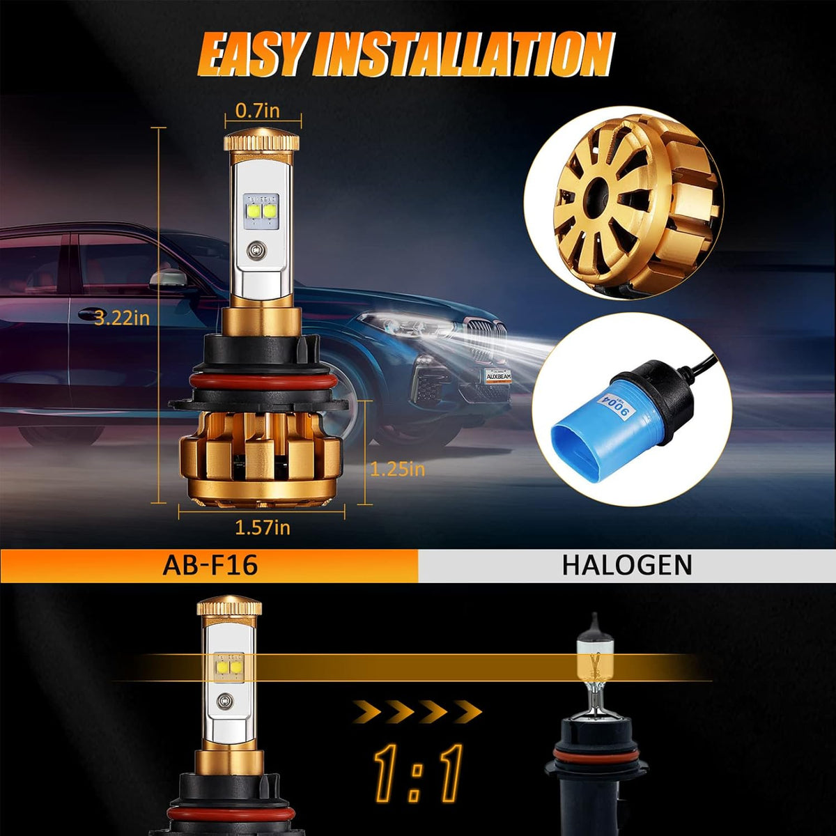 9004 HB1 LED Light Bulbs Pack of 2 O840359