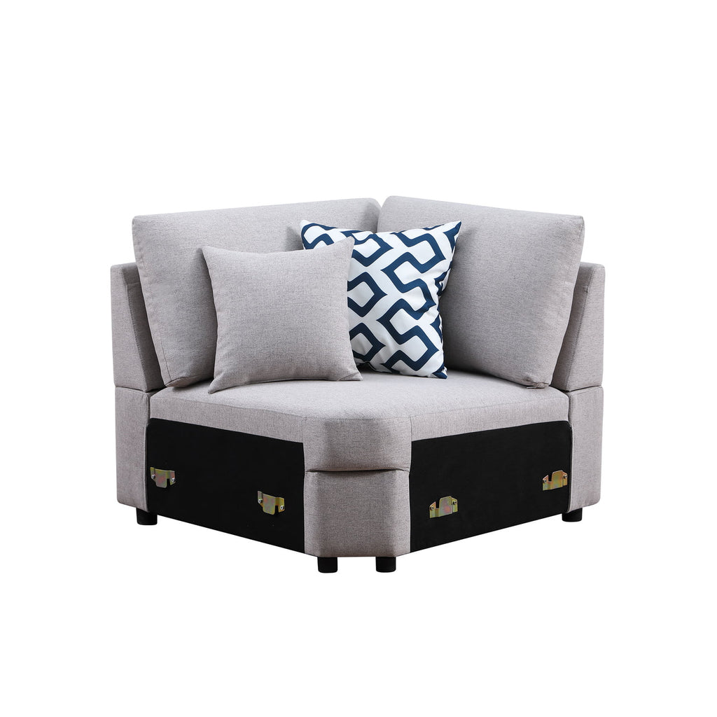 Light Gray Fabric Modular Corner Sectional Sofa with Ottoman K233