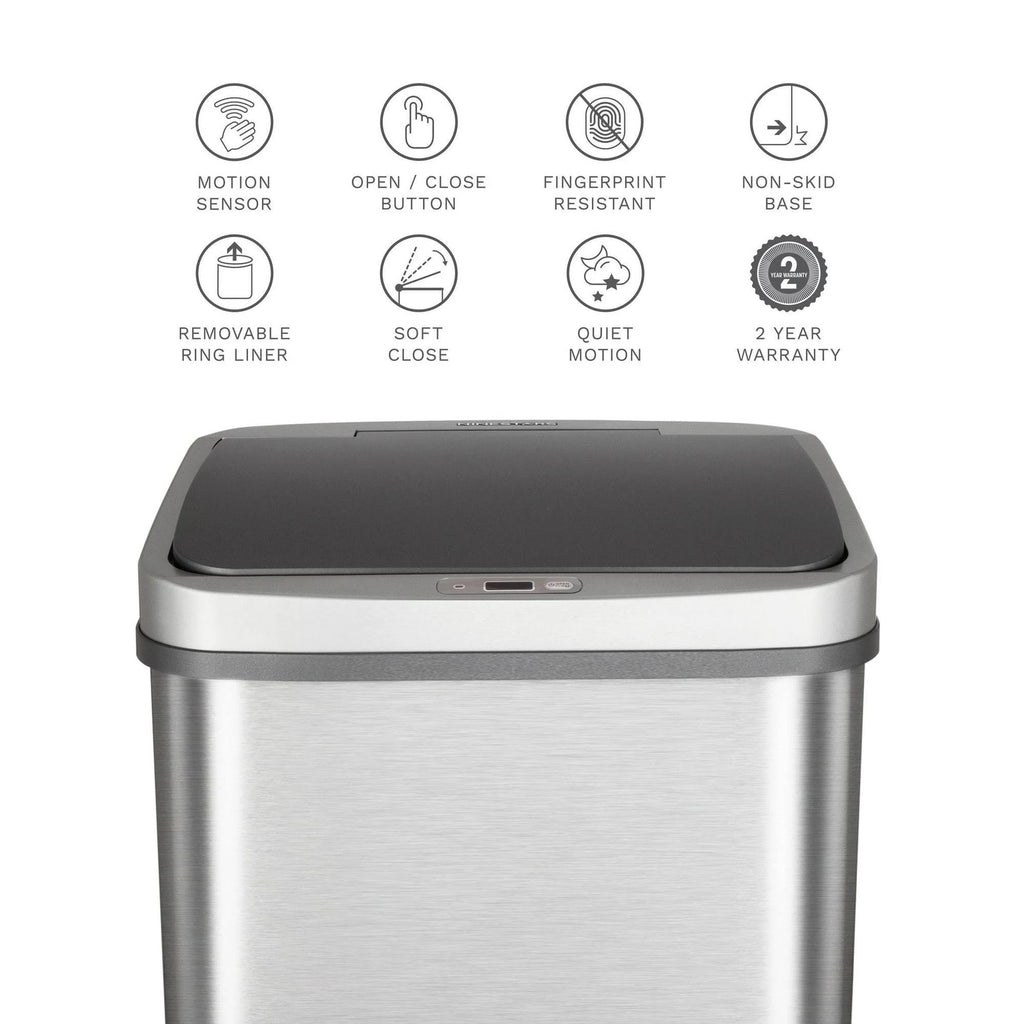 13.2 Gallon Stainless Steel Motion Sensor Trash Can D5529