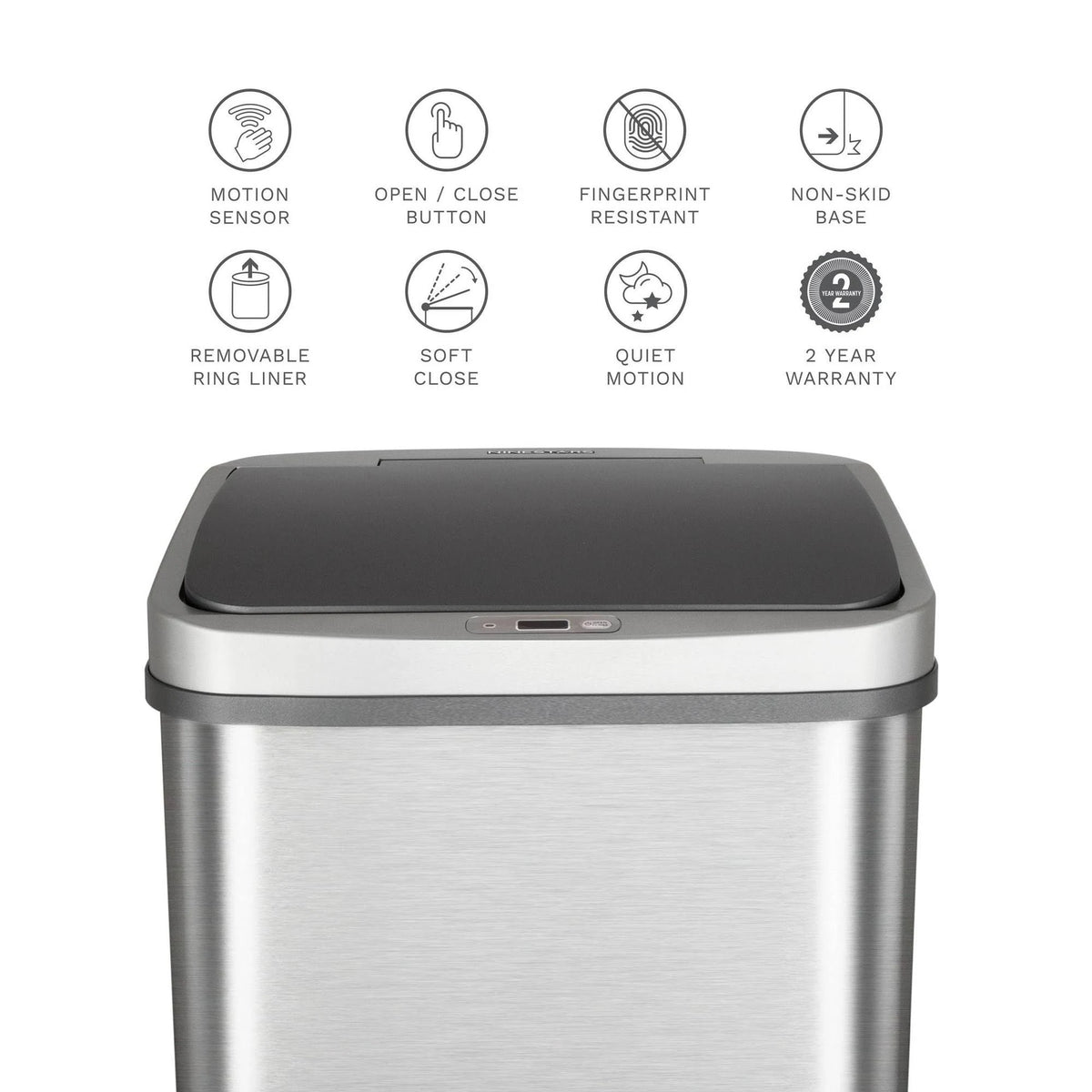 13.2 Gallon Stainless Steel Motion Sensor Trash Can D5529
