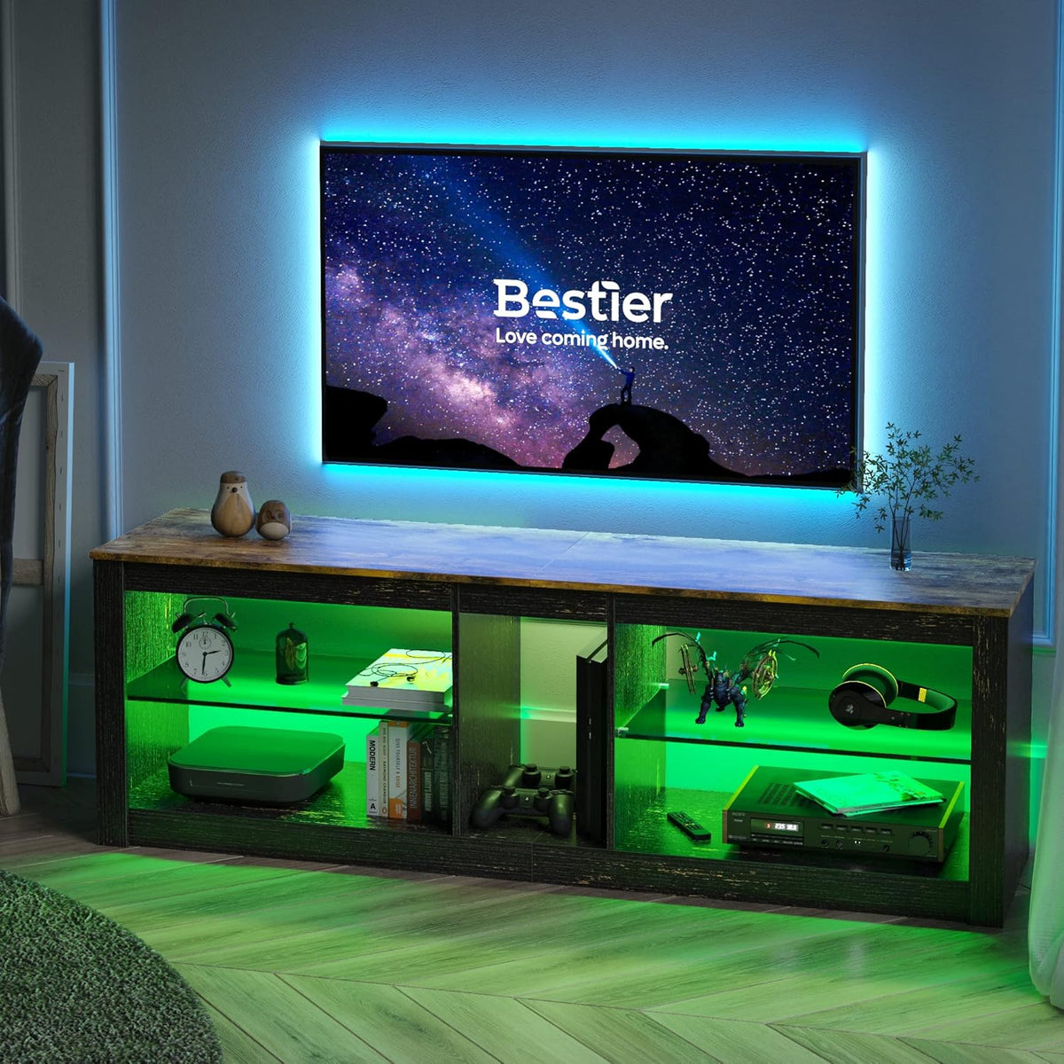 Rustic Brown 42 Inch TV Stand with LED O266