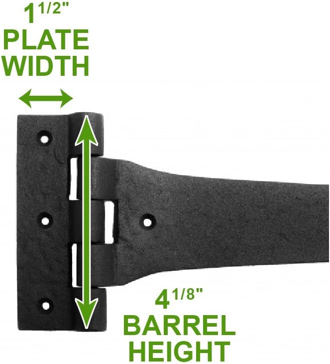 Black 18 Inches Wrought Iron Door Hinges Pack of 2 E440411