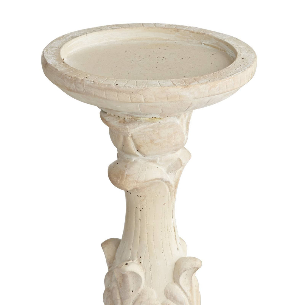 Whitewashed Carved Pillar Candle Holders Set of 3 K415