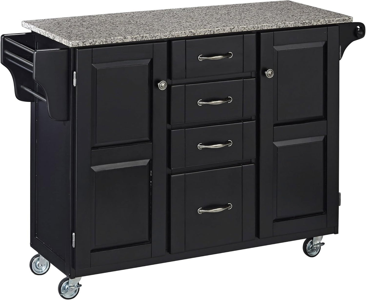 Natural 2 Door Kitchen Cart with Granite Top D970521