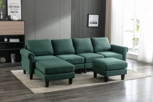 Black 70.5" Convertible Sectional Sleeper Sofa Bed with Solid Wood Frame Z58542