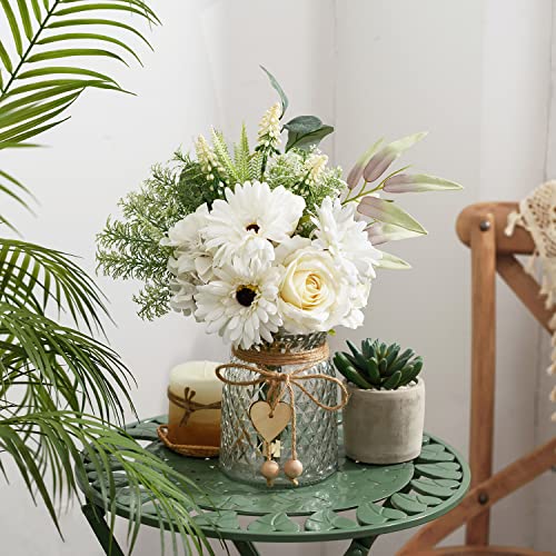 Artificial Flowers with Vase, Faux Silk Flowers Arrangement O288
