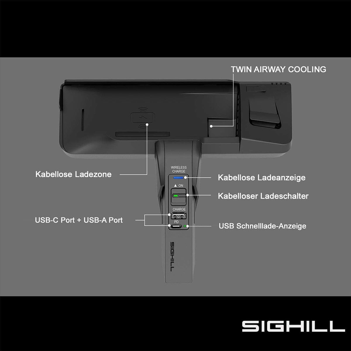 Wireless Car Charger 15W Qi 2-Port Type C T63439