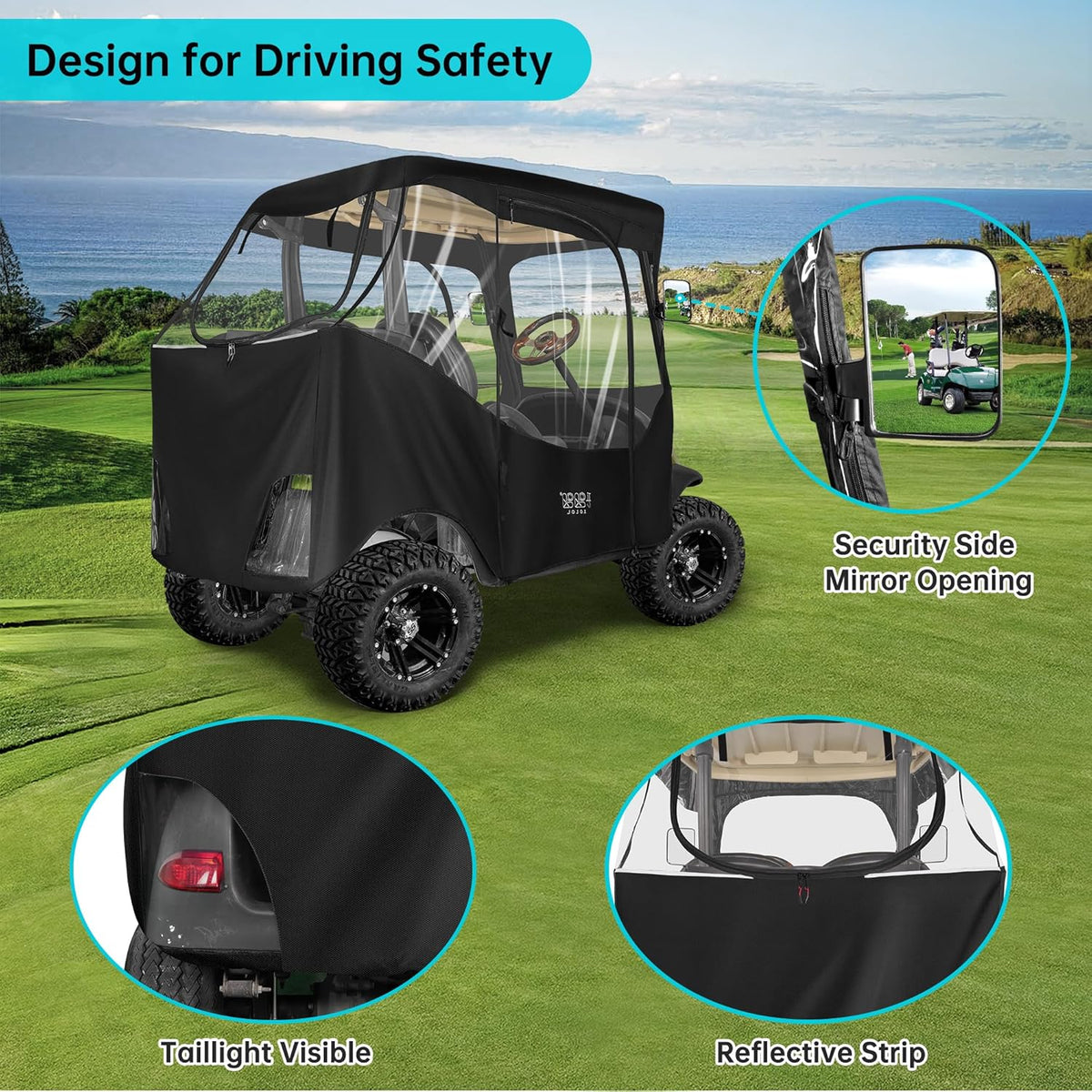 2 Passenger Golf Cart Enclosures Cover Black M55846