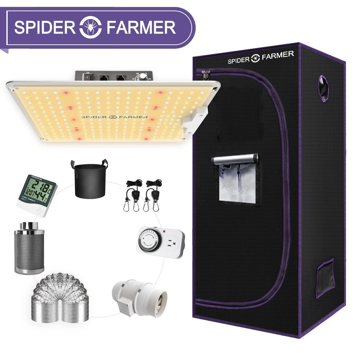 70x70x160cm LED Grow Light Full Spectrum Grow Tent Kit with Carbon Filter Y14524