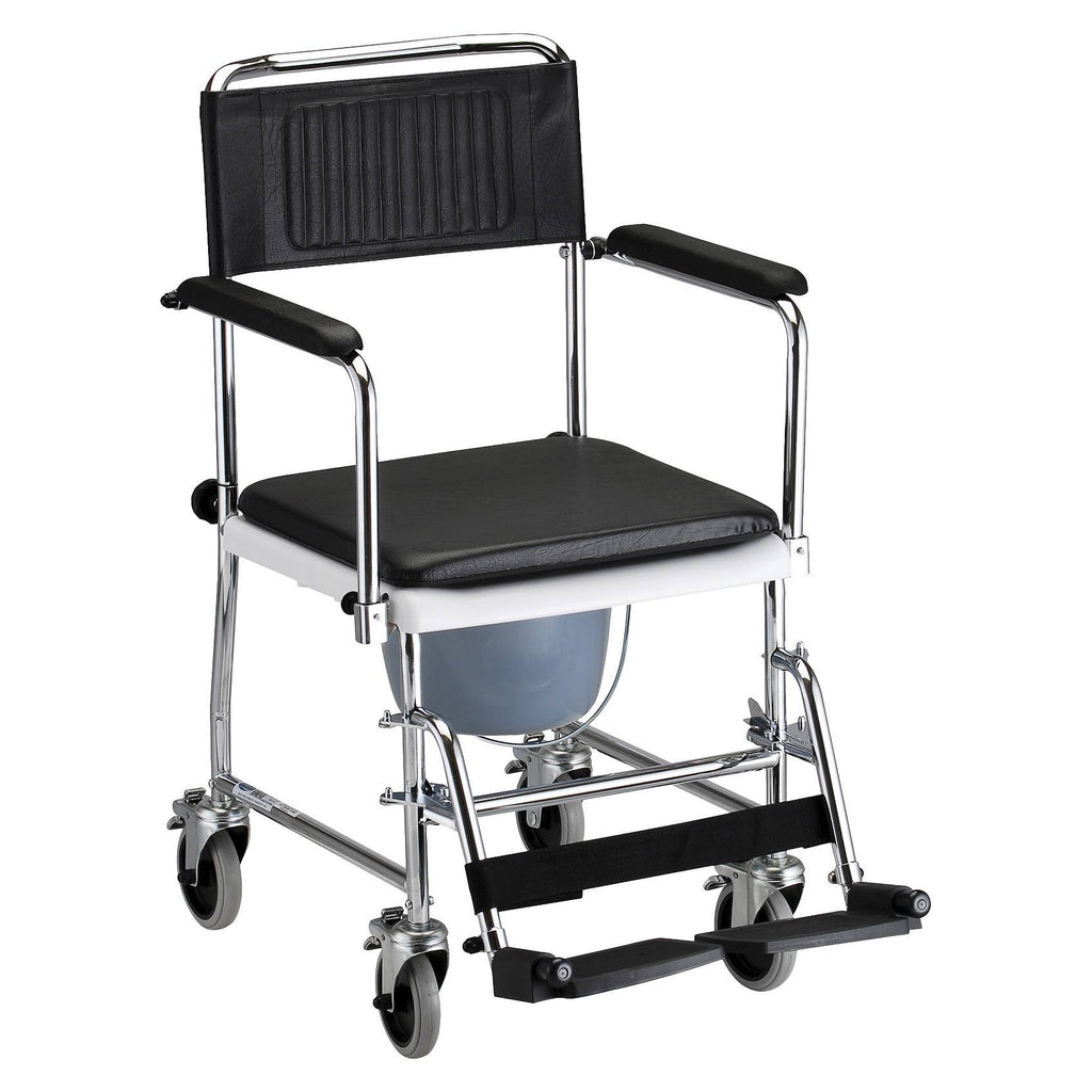 Black Drop Arm Transport Chair Commode X29584