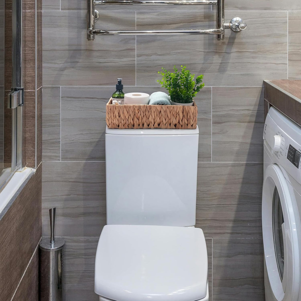 Water Hyacinth Wicker Toilet Paper Basket 14.2 x 6.5 x 3.7 inch A34115
