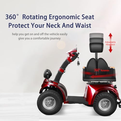 Heavy Duty 4 Wheels All Terrain Electric Mobility Scooter, 1000W Motor, Fat Tire, 500lbs Capacity, 31-36 Miles Range C544694