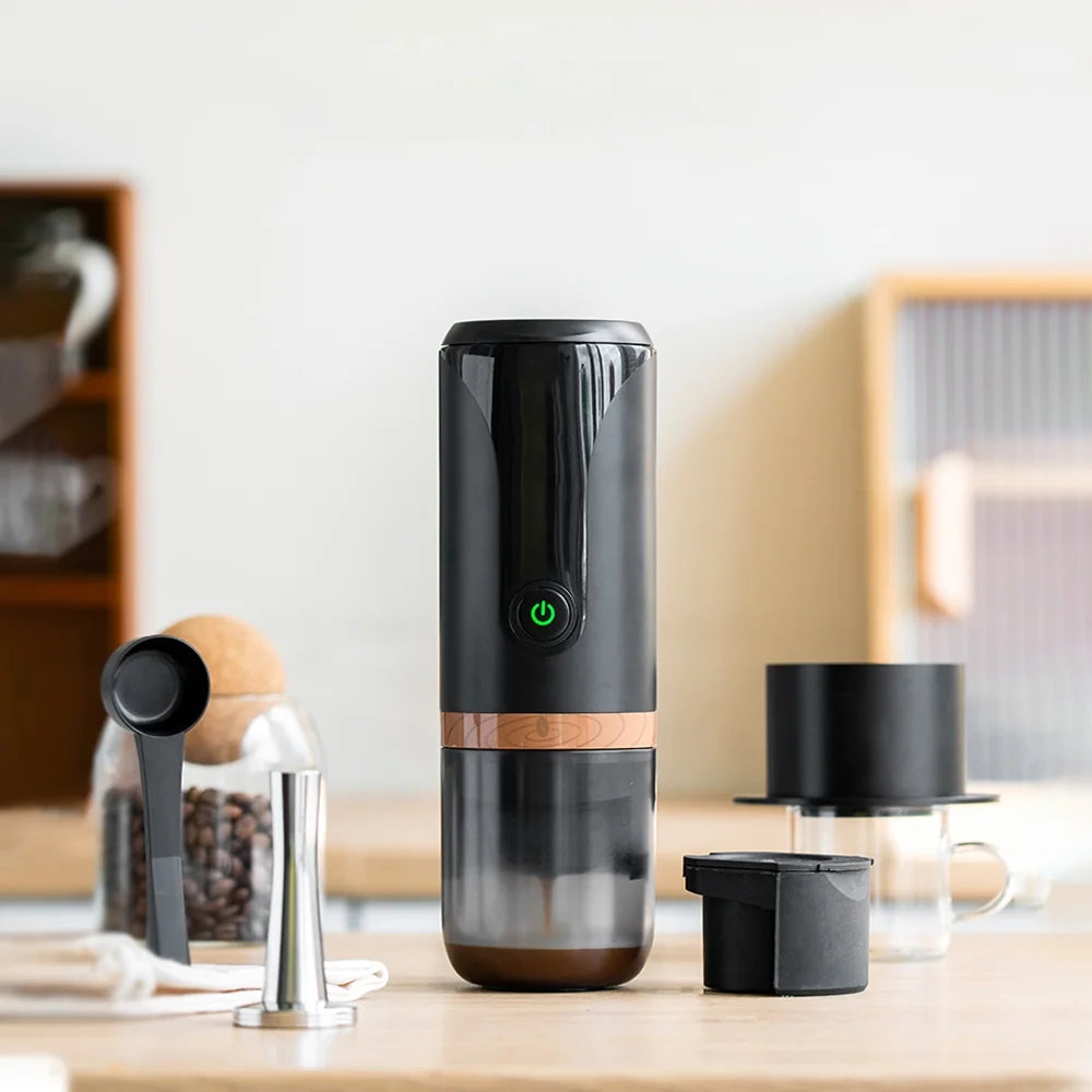 Portable Espresso Machine 9 Bar Pressure Rechargeable 2 in 1 Small Travel Coffee Maker Black G33947