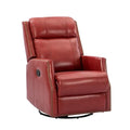 Red Genuine Leather Swivel Recliner Chair with Nailhead Trims N576736