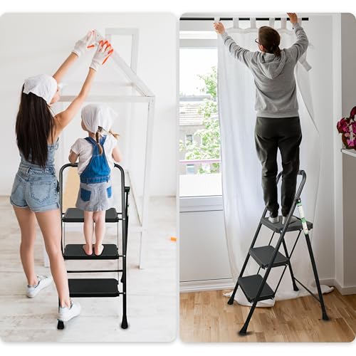 Black Steel Folding Step Ladder T275637
