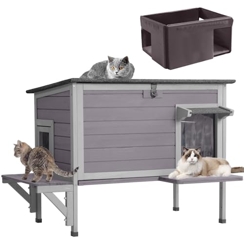 Outdoor Cat House Insulated Weatherproof Cat Shelter M373131