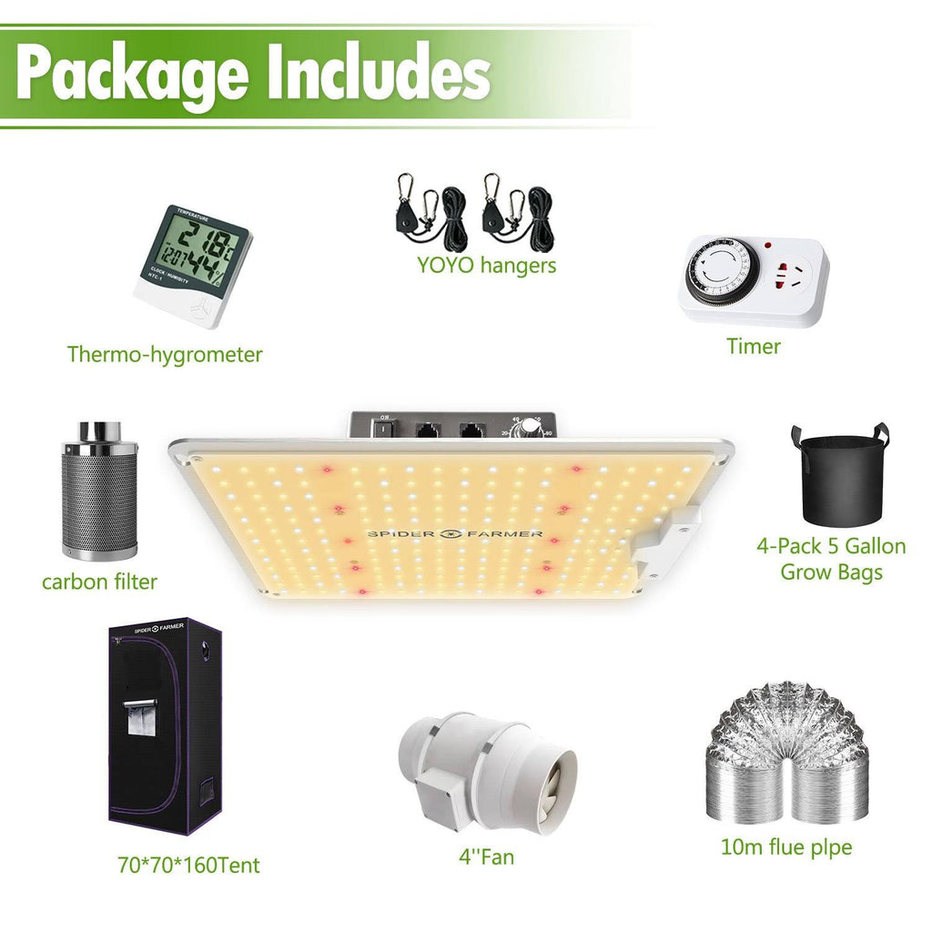70x70x160cm LED Grow Light Full Spectrum Grow Tent Kit with Carbon Filter Y14524