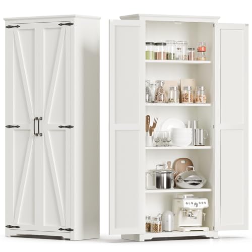 Brown 72" Tall Storage Cabinet with 6 Adjustable Shelves B721649