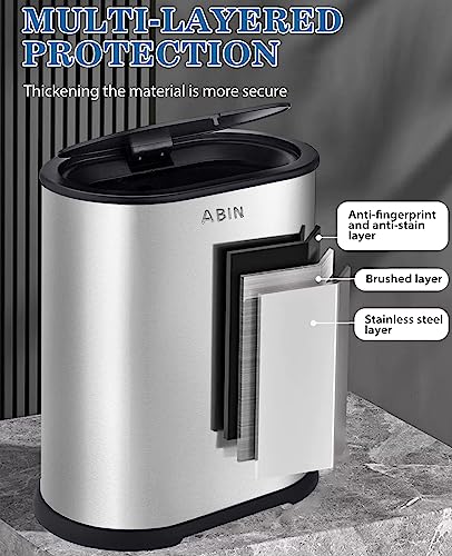 2.1 Gallon Stainless Steel Slim Trash Can with Press Top Lid B638
