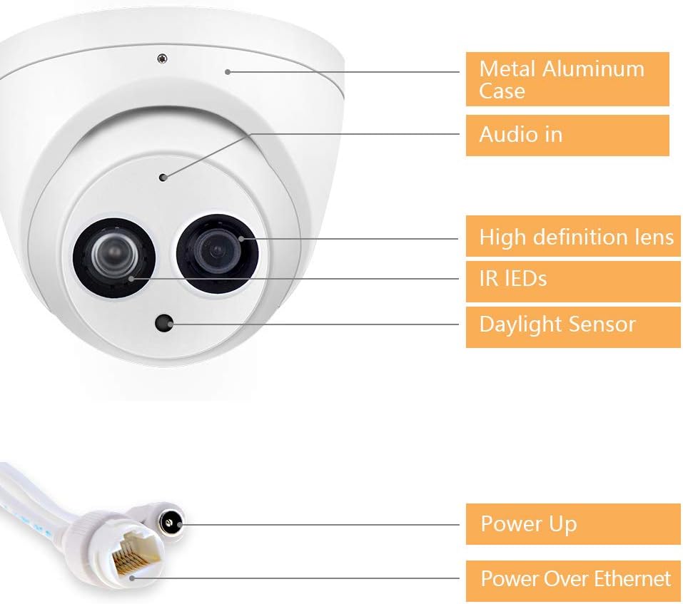 6MP Dome PoE IP Security Camera 2.8mm Lens IP67 Waterproof J783