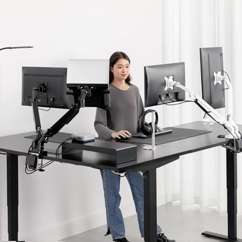 Gray Frame Ebony Oak Top L Shaped Height Adjustable Standing Desk 72" x 60" S196