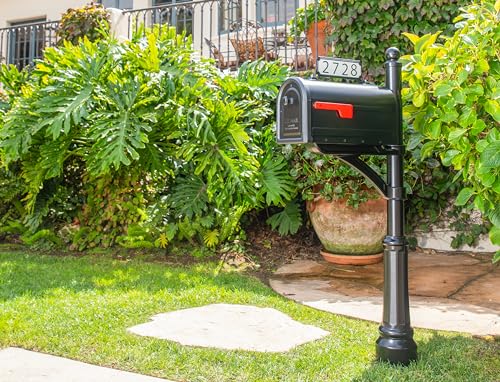 Black Galvanized Steel Post Mount Mailbox O927610