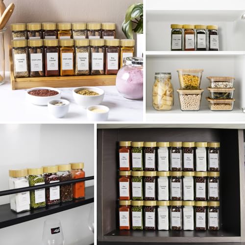 24 Pcs 4oz Glass Spice Jars with Acacia Wood Shaker Lids C96240