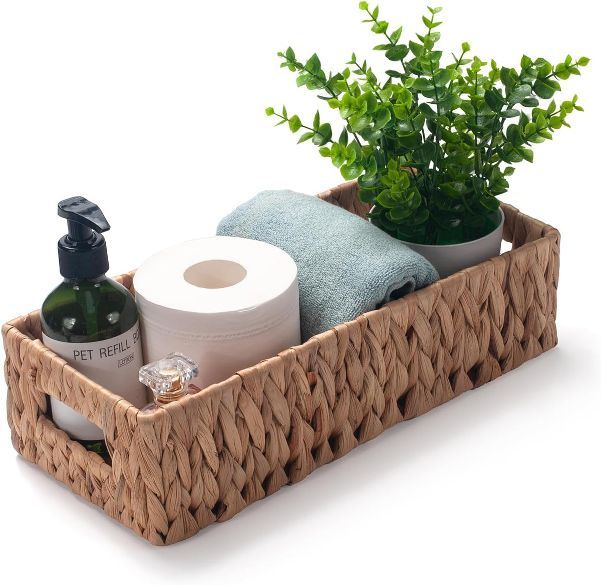 Water Hyacinth Wicker Toilet Paper Basket 14.2 x 6.5 x 3.7 inch A34115