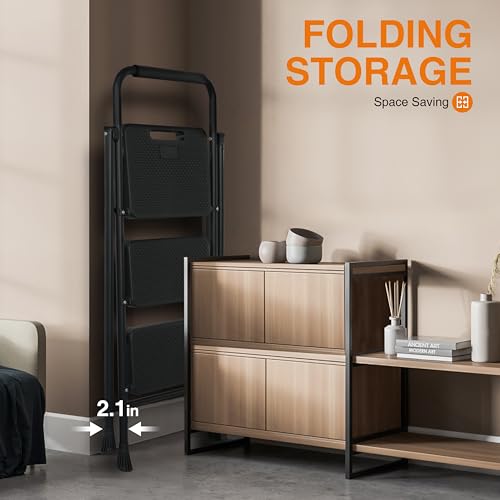Black Steel Folding Step Ladder T275637