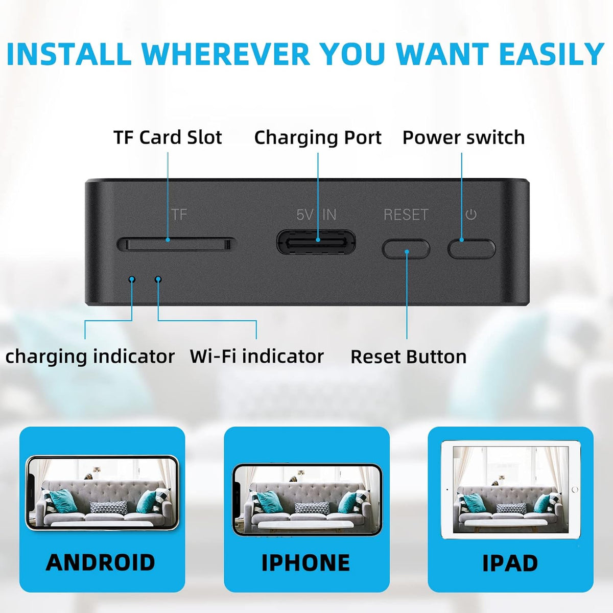 Mini Security WiFi Camera 1080P Wireless Small Home Camera with Motion Detection S968074