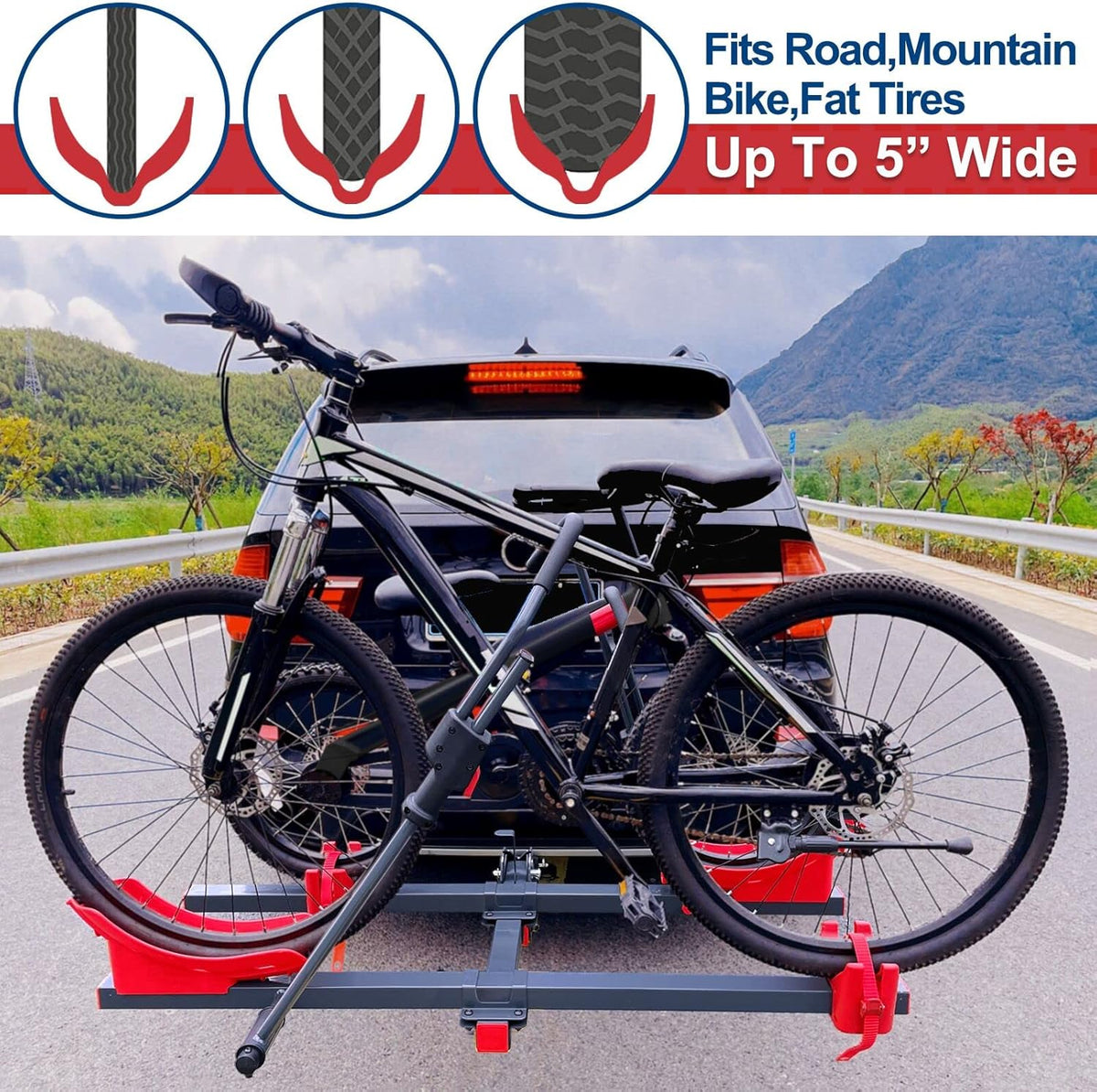 2'' Hitch Bike Rack 2-Bike 132 lbs Capacity with Smart Tilting X417857