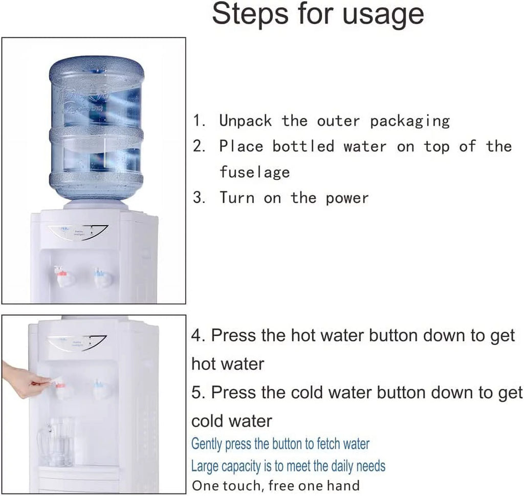White Hot & Cold 5 Gallon Water Cooler Dispenser with Children Safety Lock X996
