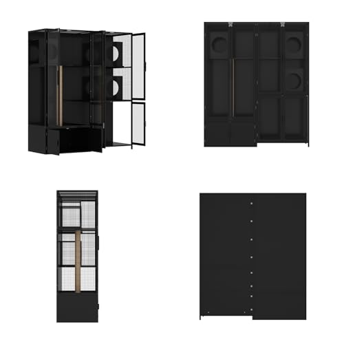 Black Cat Litter Box Enclosure with Acrylic Doors N4100