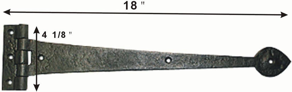 Black 18 Inches Wrought Iron Door Hinges Pack of 2 E440411