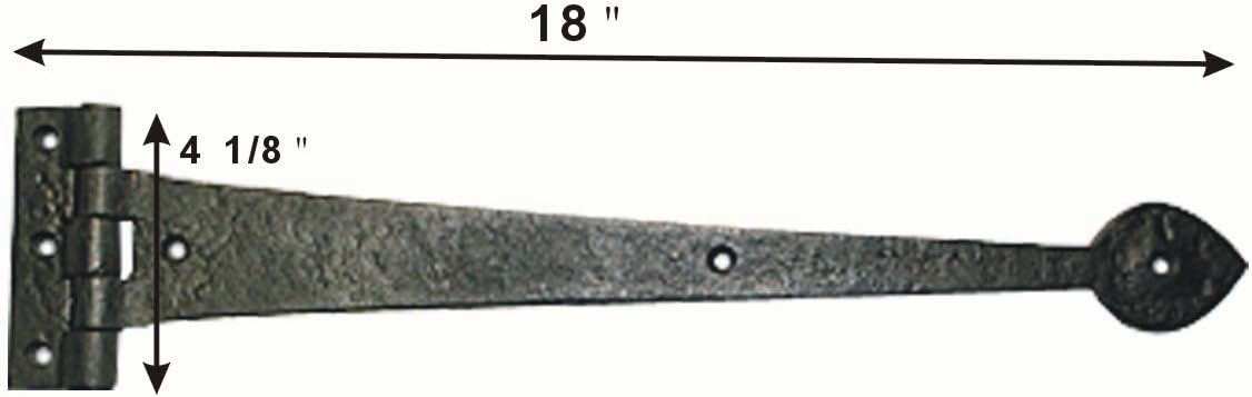 Black 18 Inches Wrought Iron Door Hinges Pack of 2 E440411