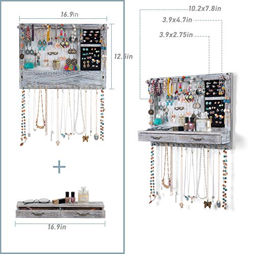 Jewelry Wall Organizer Wall Mounted with Drawers (brown) E162106