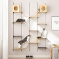 25-Piece Wall-Mounted Cat Climber Set with Cat Shelves, House, Platform, Bridge, Hammock & Scratching Board (Burlywood) C56439
