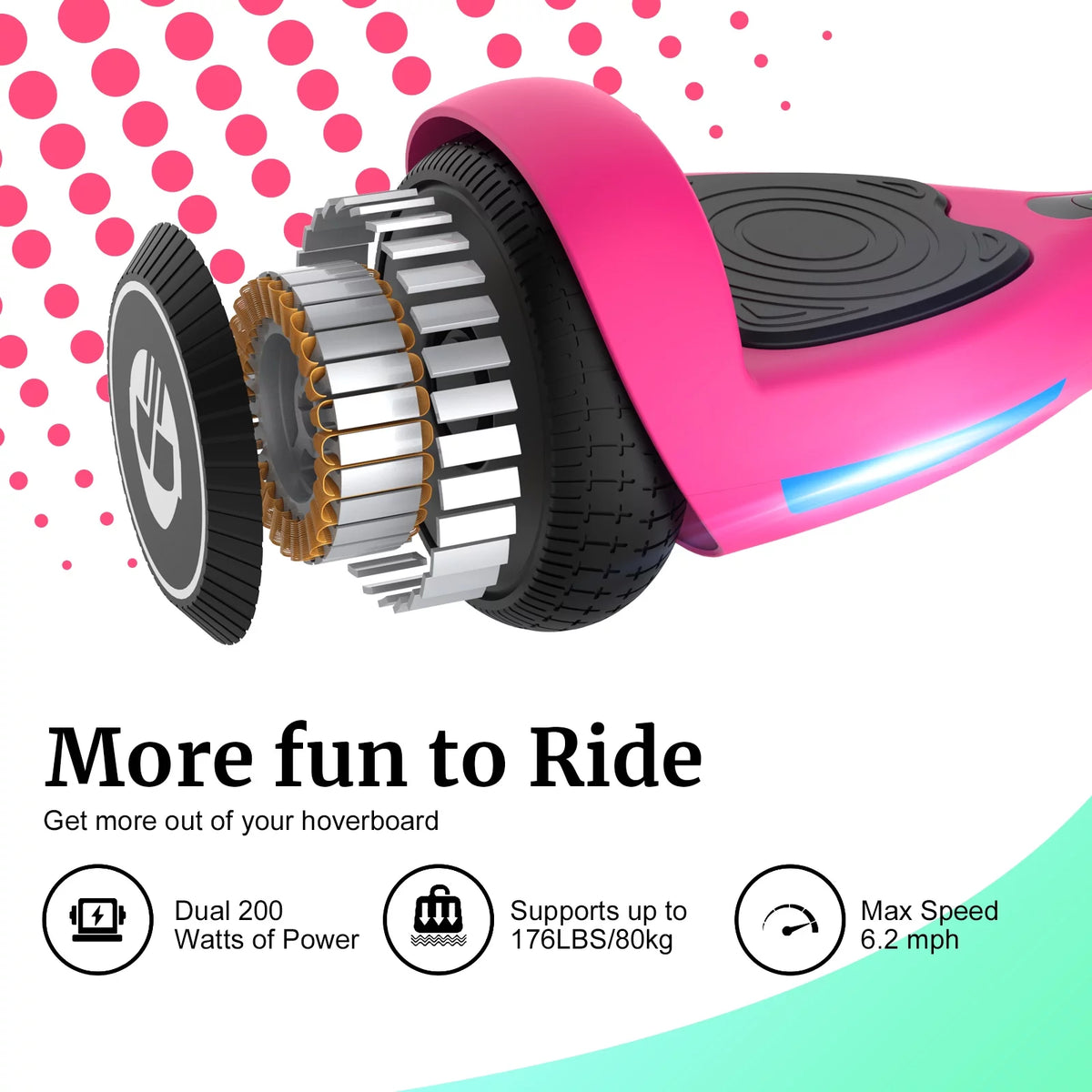 Pink Hoverboard with 6.5" LED Wheels I534