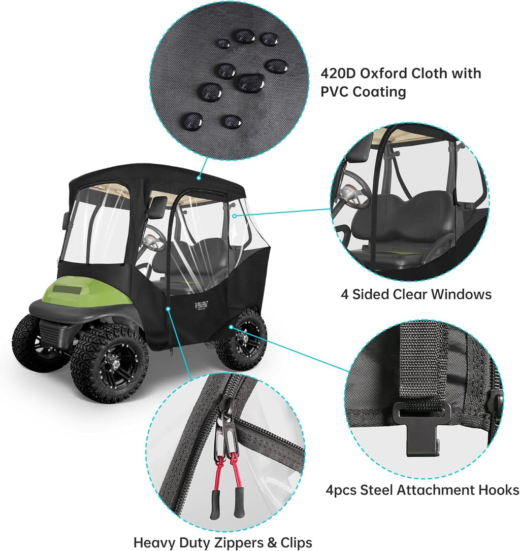 2 Passenger Golf Cart Enclosures Cover Black M55846
