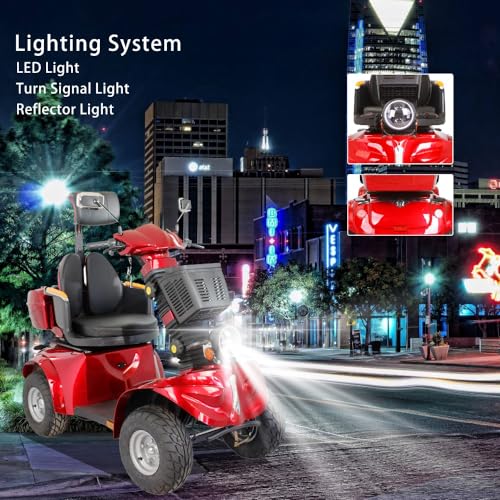 Heavy Duty 4 Wheels All Terrain Electric Mobility Scooter, 1000W Motor, Fat Tire, 500lbs Capacity, 31-36 Miles Range C544694
