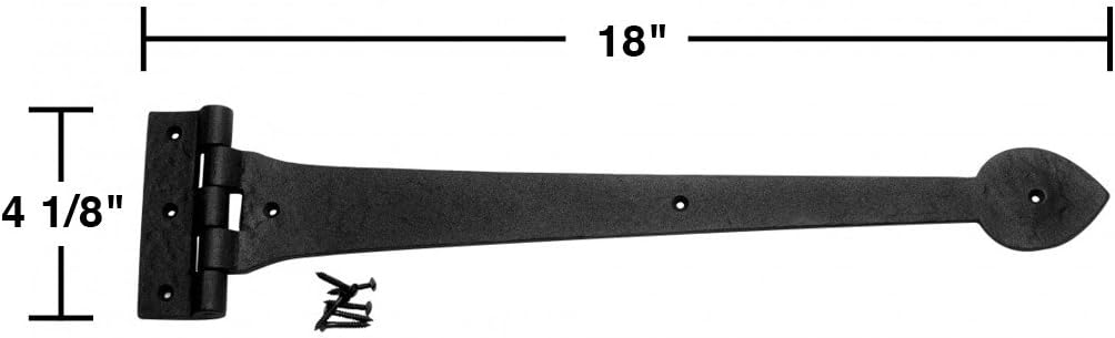 Black 18 Inches Wrought Iron Door Hinges Pack of 2 E440411