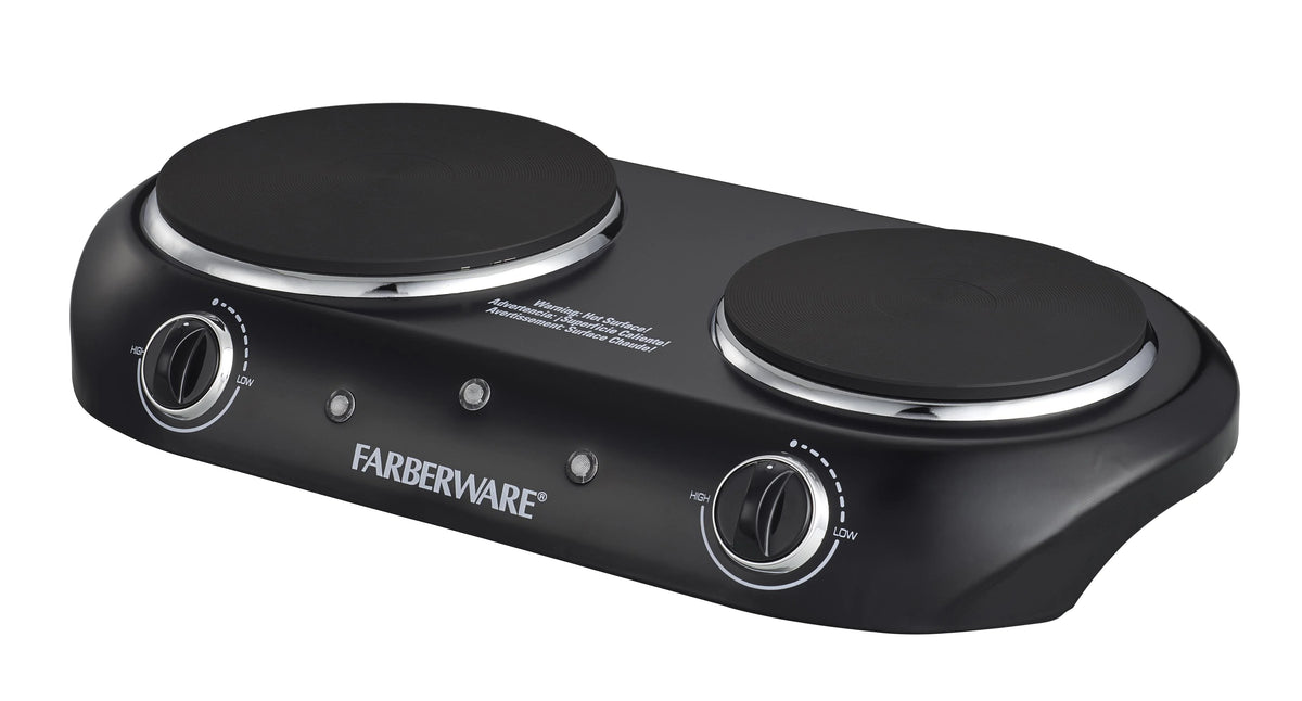 Black Double Burner Electric Cooktop Y22099