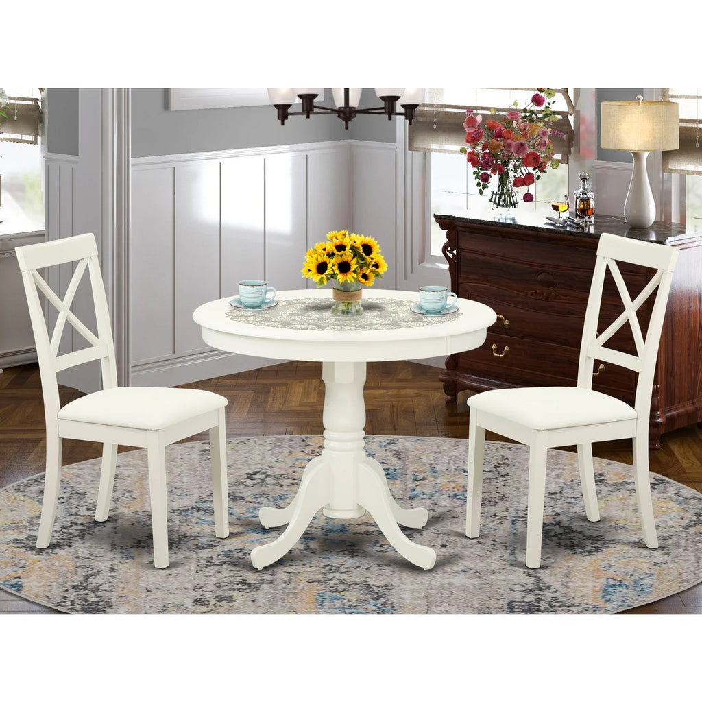 3 Piece Wood Faux Leather Dining Set V44199