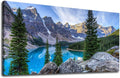 Canvas Wall Art Mountain and Lake Nature Picture Paintings - Long Canvas Artwork Moraine Lake Panoramic Contemporary Art 20 x 40 D483