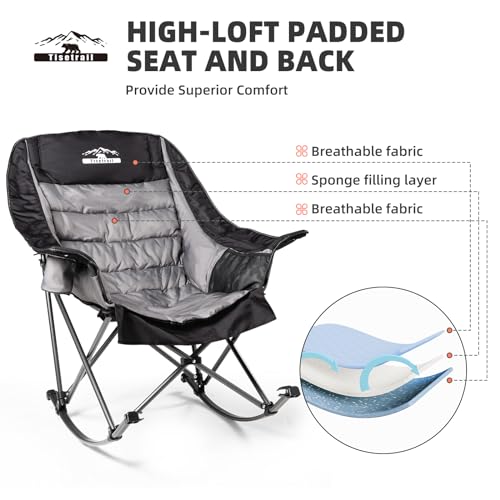 Oversized Padded Camping Chair with Cup Holder, Blue & Gray Q338354